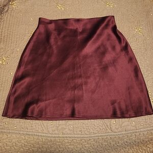 Elegant Burgundy Satin Skirt